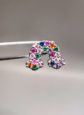 彩虹锆石满钻耳骨钉小耳朵埋钉唇钉肚脐钉舌钉通用替换钻头