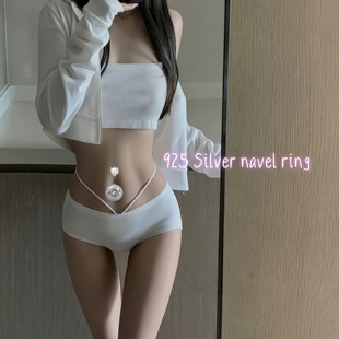 Belly Button Ring Real 925 Silver 通体925银肚脐环肚脐钉锆石