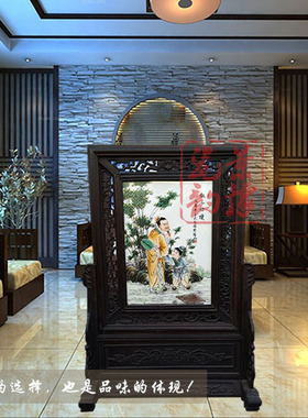手绘人物中式风仿古摆件瓷板画