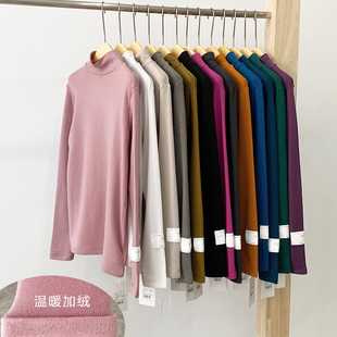 上衣弹力内搭韩范T恤 女宽松显瘦长袖 元 熙701秋冬半高领加绒打底衫