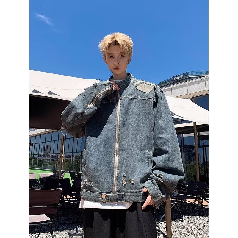 小众立体浮雕牛仔外套男春秋季