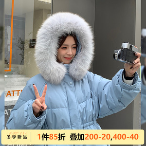 大码女装胖mm2023年新款气质显瘦冬装时尚高级感90白鸭绒羽绒服