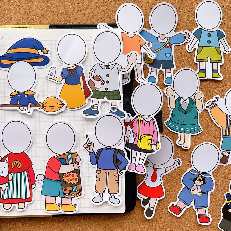 幼儿园班级板报卡通大头贴装饰画换装变装成长手册相册装饰贴纸