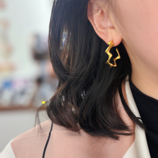 新款 小众耳饰气质百搭 S925银针铜镀金不规则时尚