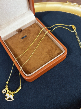 铜镀金复古时尚高碳钻鸢尾花项链高级百搭朋克欧美锁骨链