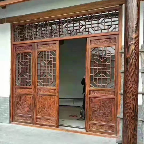 复古窑洞仿古镂空实木庭院对开门