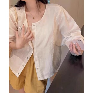 上衣 清仓一线大品牌折扣店薄款 棉麻防晒衣外套女长袖 夏季 外搭开衫