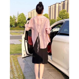 品牌折扣店粉色天丝防晒衬衫 薄款 清仓秒杀 女夏季 外套上衣 长袖 开衫