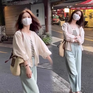 品牌折扣店薄款 外套女夏季 清仓秒杀 亚麻衬衫 小个子短款 防晒衣开衫