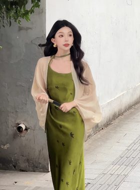 雪纺防晒衣女披肩夏天不规则蝙蝠袖上衣薄纱开衫外套透气空调罩衫