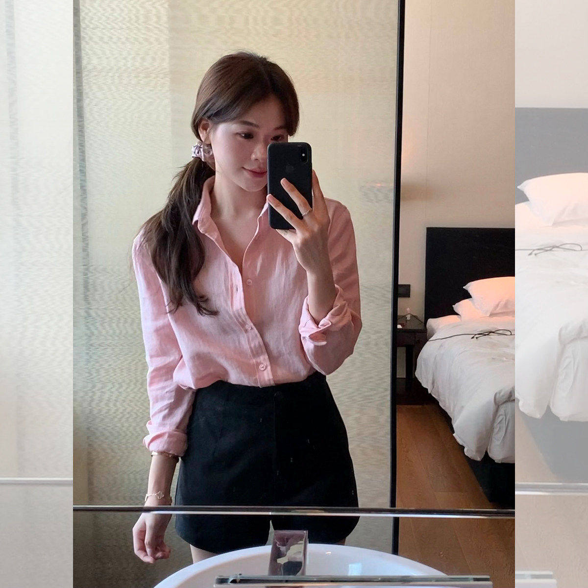 温柔风粉色衬衫女长袖春秋季女装宽松法式休闲打底衫上衣气质衬衣,女装/女士精品,衬衫,淘宝优惠券,粉丝福利购,淘宝优惠卷