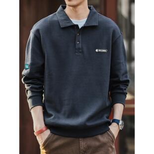 格蓝鹿美式320g重磅长袖Polo衫男秋季新款潮牌宽松休闲纯棉卫衣男