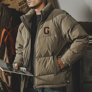 美式复古90白鸭绒新国标羽绒服男款潮牌宽松潮流加厚男士冬季外套