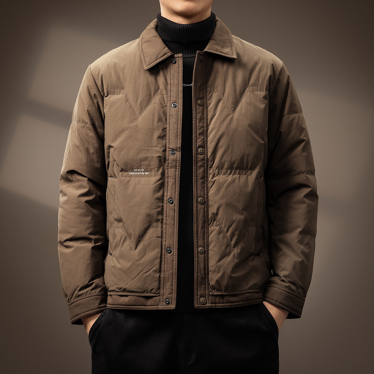 高端50白鸭绒衬衫式羽绒服男士冬季新款加厚宽松大码翻领轻薄外套,男装,羽绒服,淘宝优惠券,粉丝福利购,淘宝优惠卷