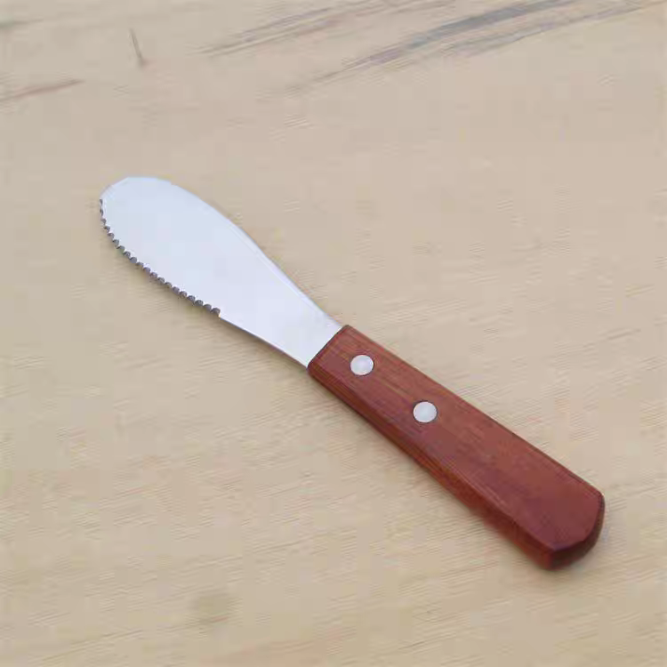 木柄黄油刀锯齿奶酪面包奶油刀不锈钢果