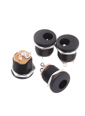 DC022直流电源插座DC5.5-2.1/2.5MM充电接口母座带螺纹开孔12MM