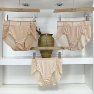 三角裤 出口韩国原单蕾丝亲肤速干肤色女内裤 SF中高腰25新款 回馈款