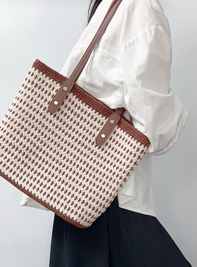 解闷打发时间手工编织毛线钩织大容量通勤托特包diy材料包成品