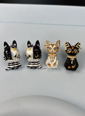 辣妹法老埃及猫咪耳环黑猫耳饰女小众设计高级轻奢耳钉配饰女