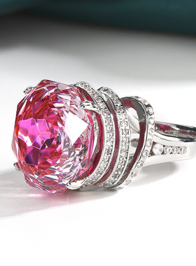 2025新款爆品珠宝铜底镀金仿真玫瑰切火龙果轻奢戒指女18mm批发