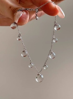 小红书爆款透明水珠珠手链高级感轻奢小众设计显白气质清冷感项链