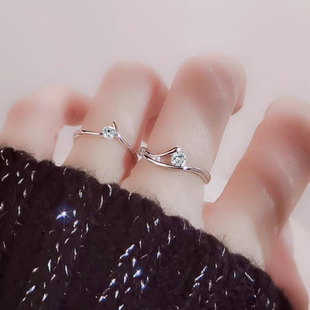 法式简约流线型仿真钻戒日常求婚结婚道具迷你30分戒指女小众设计