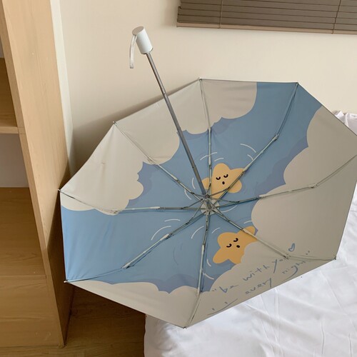 晴雨伞可爱云朵星星钛银防晒遮阳