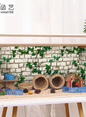 宠物窝防水防潮贴纸芦丁鸡柯尔鸭爬宠造景饲养箱用品自粘绿色墙纸