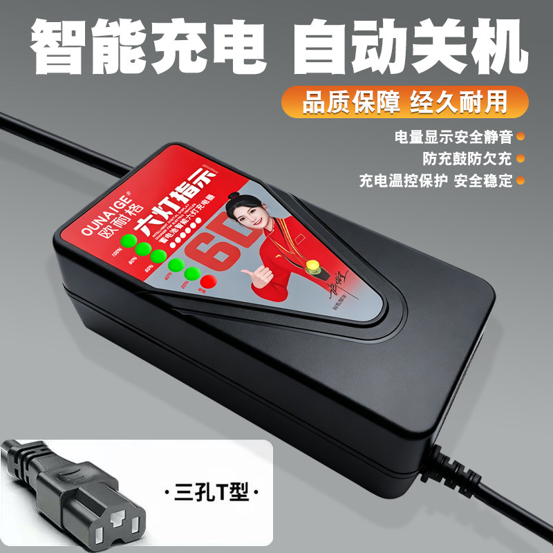 自动断电电动车电瓶车充电器48V60V72V20A铅酸电池两轮三轮车通用