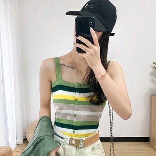 泫雅风性感小心机吊带上衣大码女装胖妹妹夏季韩版显瘦针织背心潮