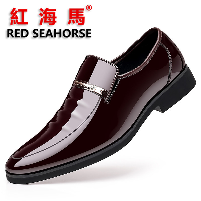 冬季男士牛皮亮面漆皮男鞋