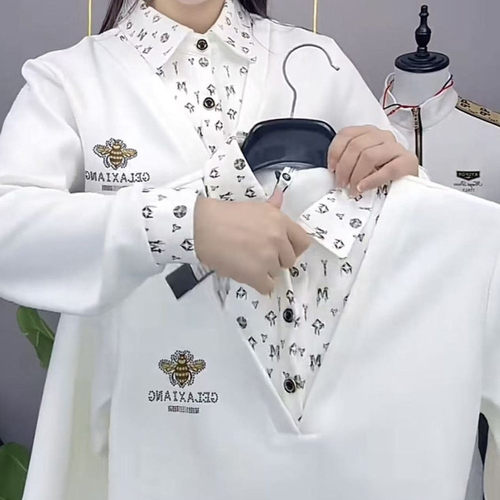 2025新款男士假两件Polo衫卫衣