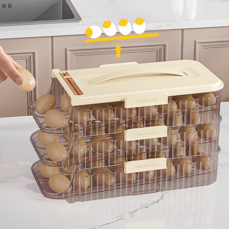 【官方旗舰】冰箱门滚动鸡蛋架托鸡蛋收纳盒冰箱可叠加便携鸡蛋盒