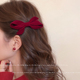 新年红色发饰丝绒蝴蝶结发夹女高级感侧边刘海夹秋冬鸭嘴夹子头饰