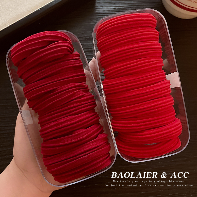 红色新年高马尾发绳高弹力耐用