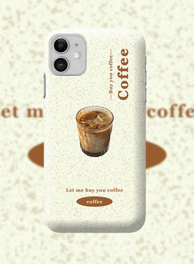 ins来杯冰咖啡手机壳适用于苹果13菲林硬壳全包iphone14防摔IMD软壳小米11/12/红米K40/k50四包亮面S20涂层壳