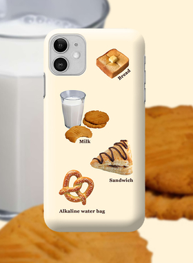 ins风牛奶面包手机壳适用于苹果13/14菲林硬壳全包iphone11/12硅胶软壳荣耀60/70透明软壳小米12/13四包亮面