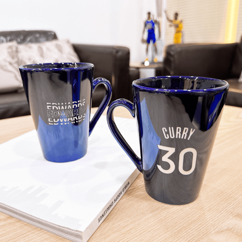 NBA彩色电镀马克杯库里詹姆斯东契奇咖啡杯陶瓷杯篮球周边330ml