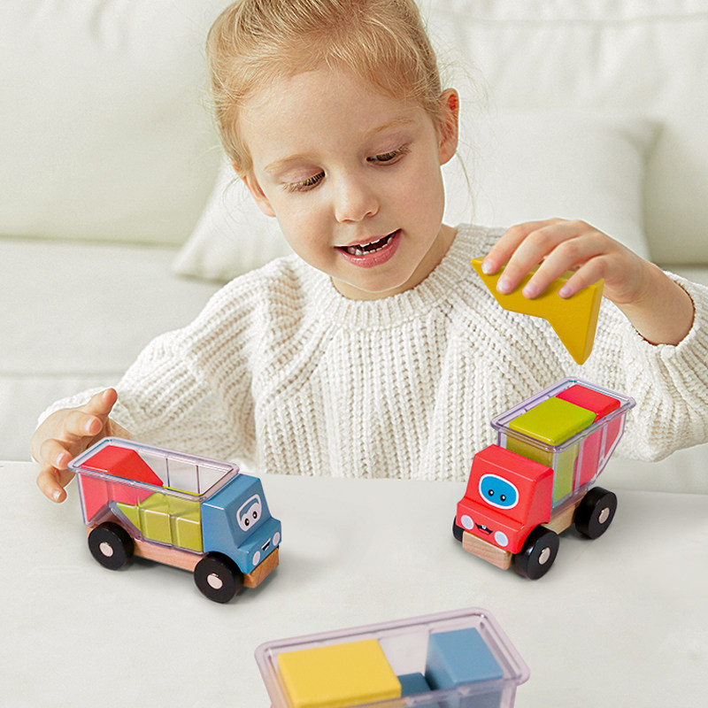 木玩世家卡车装装乐儿童逻辑思维训练大颗粒拼装滑行积木车儿童