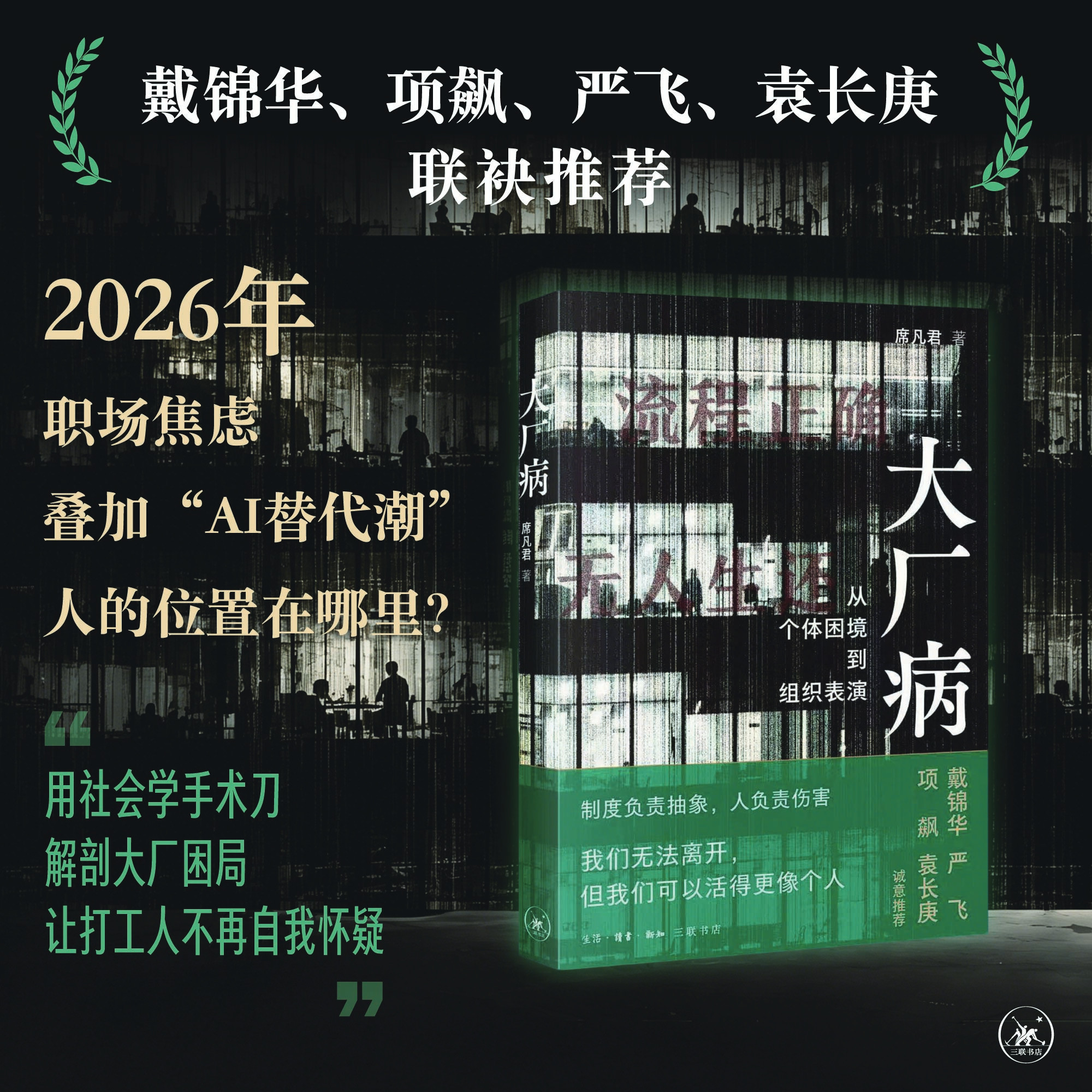 大厂病 从个体困境到组织表演 席凡君 著 社会学理论 戴锦华项飙严飞袁长庚推荐 中年危机职场焦虑预售