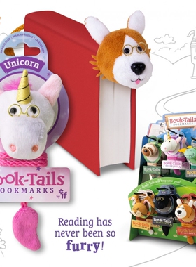 英国IF动物书签新款毛绒公仔玩偶书夹 童趣文具礼品少儿礼物学生可爱卡通女生 文创