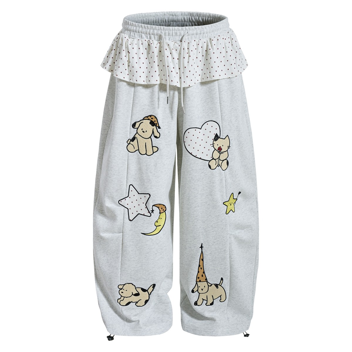 MoCreation美式卡通风童趣印花直筒裤女春季宽松高腰长裤休闲卫裤,女装/女士精品,卫裤,淘宝优惠券,粉丝福利购,淘宝优惠卷