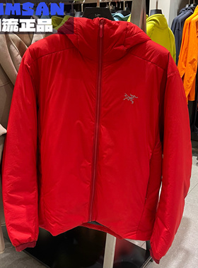 Arcteryx始祖鸟Atom Heavyweight系列男士大红色防风保暖连帽棉服