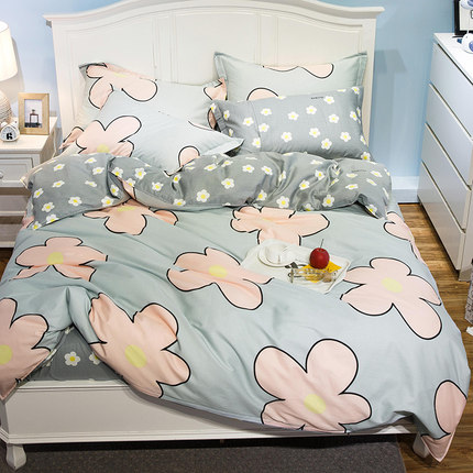 皮尔卡丹纯棉四件套全棉1.8m床上用品简约被套三件套1.5米床单2.0