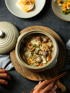 东荣陶瓷家用汤锅双耳汤碗带盖砂锅简易防烫汤盆带柄大面碗