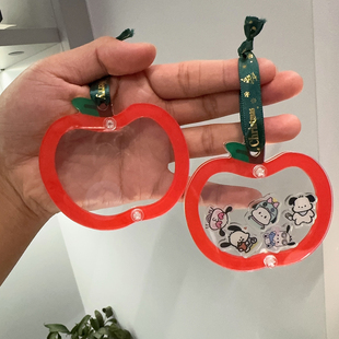 圣诞节平安夜红苹果亚克力摇摇乐挂件 手工diy相框钥匙扣空壳外壳