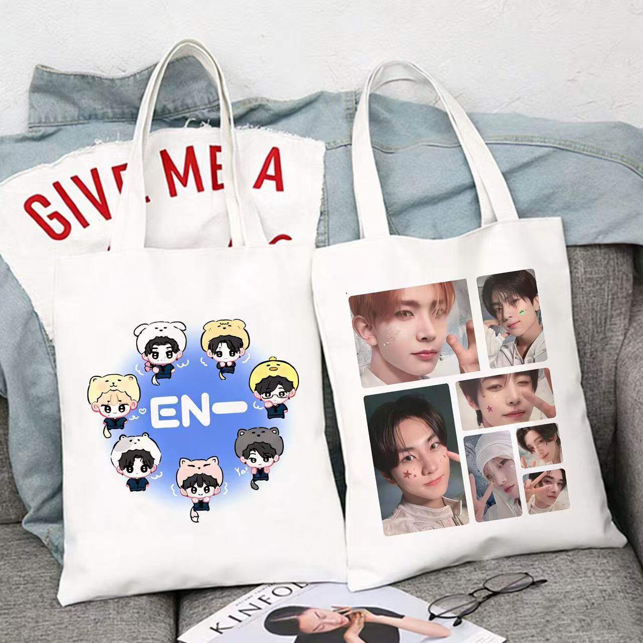 ENHYPEN男团周边学生帆布袋明星应援单肩手提包高颜值大容量