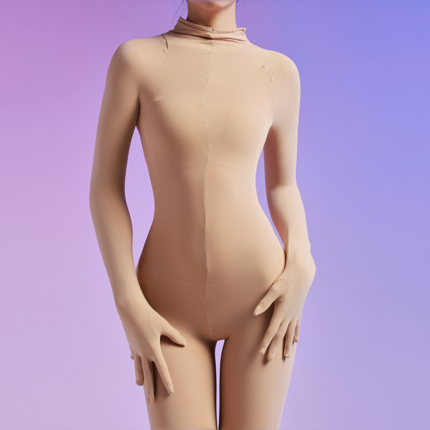 天鹅绒120D五指全包女紧身连体衣