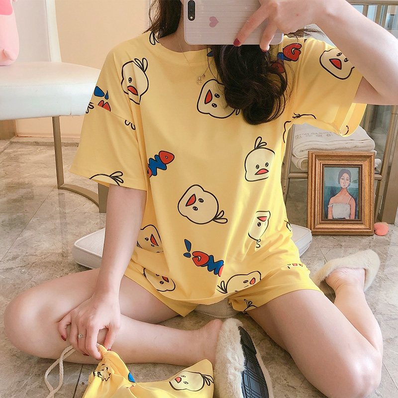 睡衣女圆领夏季薄款短袖短裤套装学生套头宽松青年春夏休闲家居服在类目 女士内衣/男士内衣/家居服, 睡衣/家居服套装中 - 来自Buy2taobao.com提供专业的淘宝代购服务