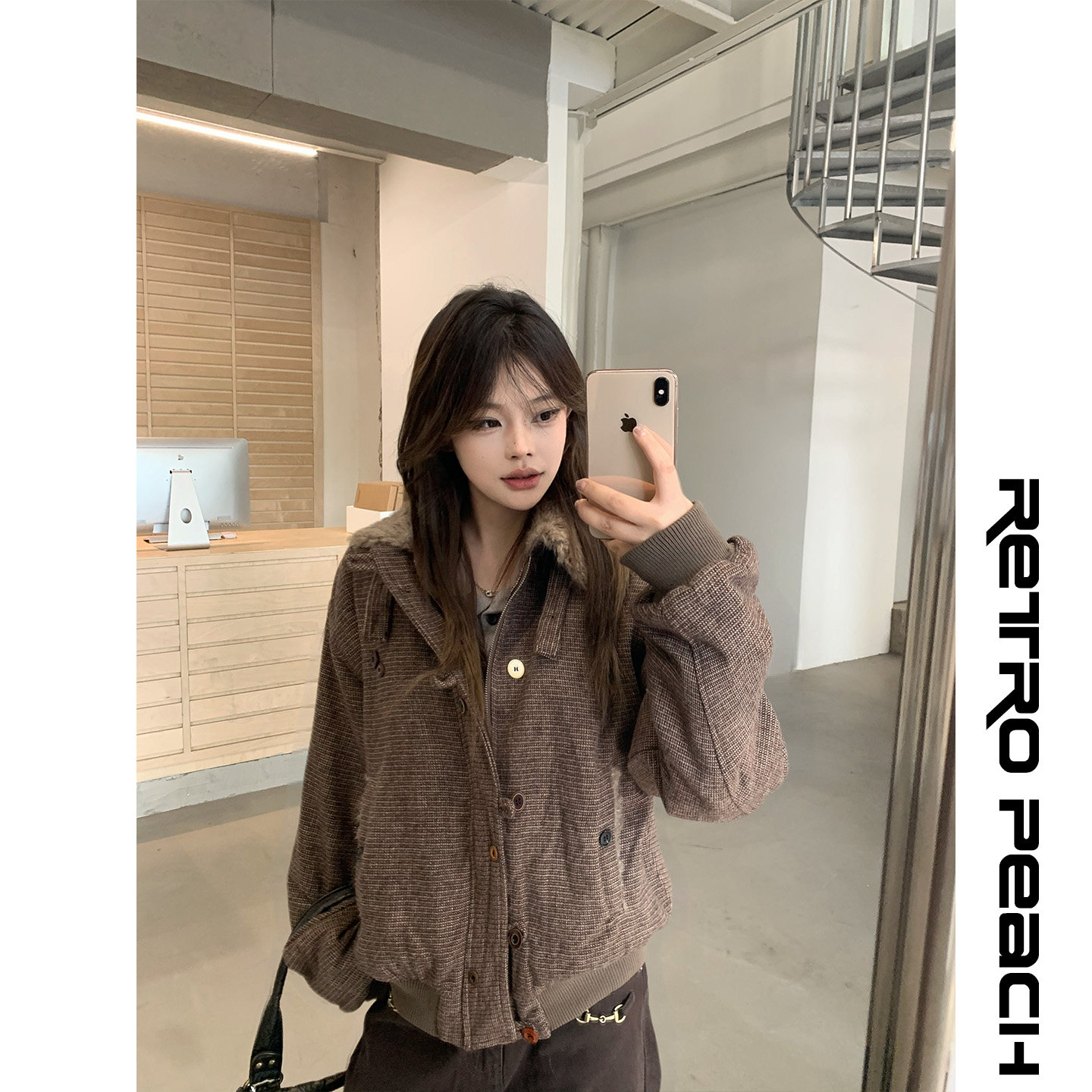美式复古翻领加厚保暖女款棉服